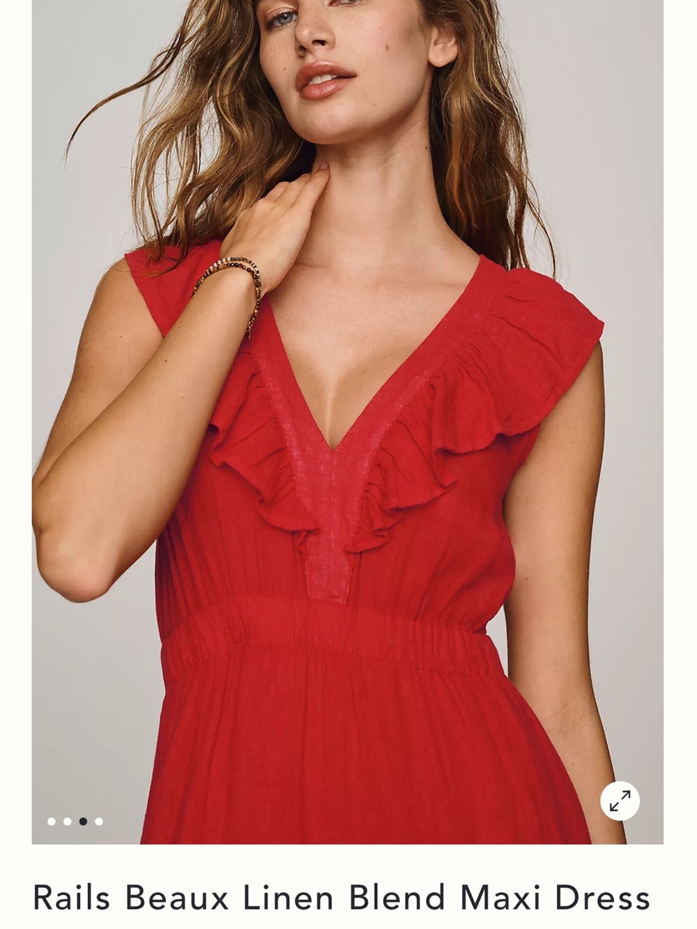 Rails Beaux Linen-Blend Maxi Dress — Red